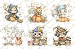Woodland Witch Animals Clipart, Whimsical Halloween PNG Product Image 4