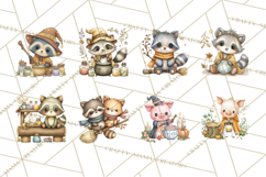 Woodland Witch Animals Clipart, Whimsical Halloween PNG Product Image 2