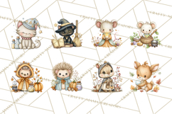 Woodland Witch Animals Clipart, Whimsical Halloween PNG Product Image 6