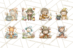 Woodland Witch Animals Clipart, Whimsical Halloween PNG Product Image 7