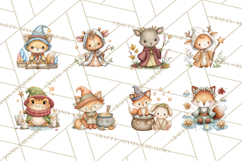 Woodland Witch Animals Clipart, Whimsical Halloween PNG Product Image 8