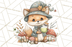 Woodland Witch Animals Clipart, Whimsical Halloween PNG Product Image 3