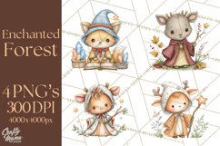 Woodland Witch Animals Clipart, Whimsical Halloween PNG Product Image 1