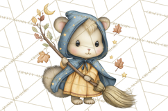 Woodland Witch Animals Clipart, Whimsical Halloween PNG Product Image 4