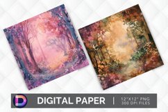 Enchanted Forest Watercolor Digital Paper Product Image 1