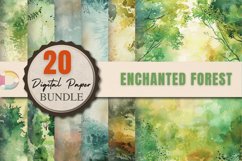 Enchanted Forest Watercolor Digital Paper Bundle Product Image 1