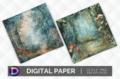 Enchanted Forest Watercolor Digital Paper Product Image 1