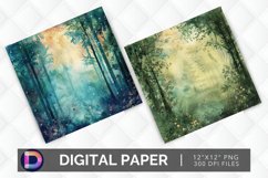Enchanted Forest Watercolor Digital Paper Product Image 1