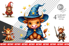 Enchanted Highland Cow Clipart Product Image 1