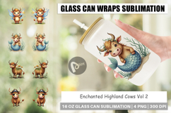 Enchanted Highland Cow Glass Can Product Image 1