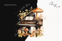Watercolor Mushroom Piano Clipart | Forest Clipart Product Image 2