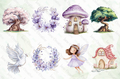 Enchanted Purple Fairies Garden Clipart Bundle Product Image 6