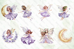 Enchanted Purple Fairies Garden Clipart Bundle Product Image 4