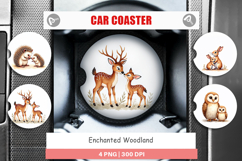Woodland Mom &amp; Baby Animals Car Coaster Product Image 1
