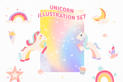 Fantasy Pastel Cute and Playful Unicorn Illustration Set Product Image 6
