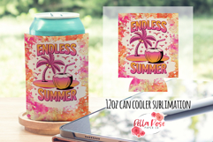 Endless Summer | Beach |Can Koozie Sublimation Design Product Image 1
