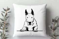 English Bull Terrier Peeking Dog SVG - Cricut Cut File Product Image 3