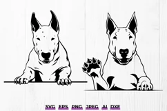 English Bull Terrier Peeking Dog SVG - Cricut Cut File Product Image 1