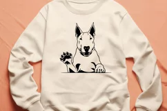 English Bull Terrier Peeking Dog SVG - Cricut Cut File Product Image 2