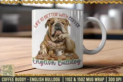 English Bulldog Coffee Buddy Mug Wrap 11oz & 15oz Mug Wrap Product Image 1