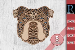 3D English Bulldog Mandala SVG, Multilayered Dog SVG Product Image 1