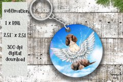 Memorial ENGLISH SPANIEL dog angel wings Keychain Sublimate Product Image 1