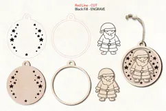 Santa Christmas Ornament Laser Scoring Engraving Glowforge Product Image 3