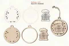 Winter House Christmas Ornament Laser Scoring Engraving Product Image 3