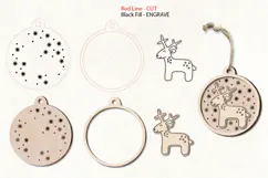 Reindeer Christmas Ornament Laser Glowforge Coloring Kit Product Image 3