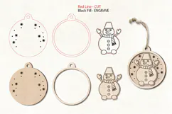 Snowman Christmas Ornament Laser Scoring Engraving Glowforge Product Image 2