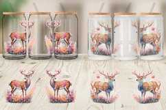 Engraved Deer And Floral Glass Can Wraps Product Image 4