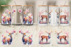 Engraved Deer And Floral Glass Can Wraps Product Image 6