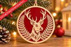 Engraved Reindeer Christmas Ornament SVG Product Image 1