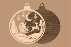 Engraved Santa Sleigh Wooden Ornament SVG Product Image 2