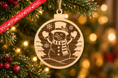 Engraved Snowman Christmas Ornament SVG Product Image 1