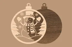 Engraved Snowman Christmas Ornament SVG Product Image 2