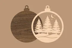 Engraved Woodland Christmas Ornament SVG Product Image 2