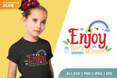 Enjoy Every Moment, Colorful Lettering for Kids Apparel Product Image 1
