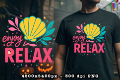 Enjoy Relax PNG Tropical Seashell Summer Quote Design