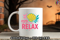 Enjoy Relax PNG Tropical Seashell Summer Quote Design
