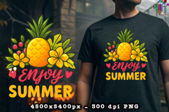 Enjoy Summer Pineapple Floral PNG Design File
