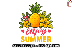 Enjoy Summer Pineapple Floral PNG Design File