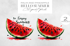 Palm &amp; Pineapple Hello Summer Clipart PNG. Product Image 1