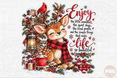 Enjoy the Little Moments PNG | Christmas Deer & Cardinal Sub Product Image 1