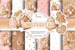 Watercolor Gingerbread digital paper pack Product Image 1