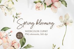 Watercolor Spring blooming clipart. Floral apple blossom. Product Image 1