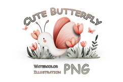 Watercolor Illustration with Cute Butterfly Product Image 1