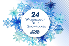Collection of Watercolor Blue Snowflakes Product Image 1