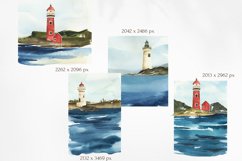 Watercolor Seascapes clipart. Nature elements, lighthouses. Product Image 2