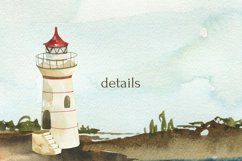 Watercolor Seascapes clipart. Nature elements, lighthouses. Product Image 3